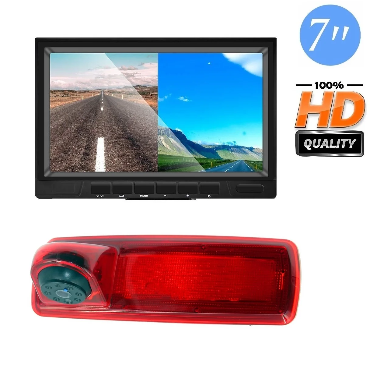 E9 Hd Luce Freno Telecamera Per Visione Notturna + 7''Monitor Per Vauxhall Vivaro B X82 Mk3 Opel Vivaro B,Renault Trafic3 Nv300 Fiat Talento