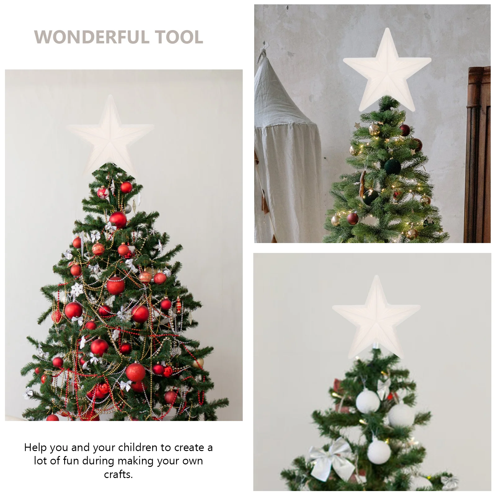 

Birthday Decoration for Girl Star Mold Christmas Tree Topper DIY Xmas Epoxy Crafts Material Treetop White