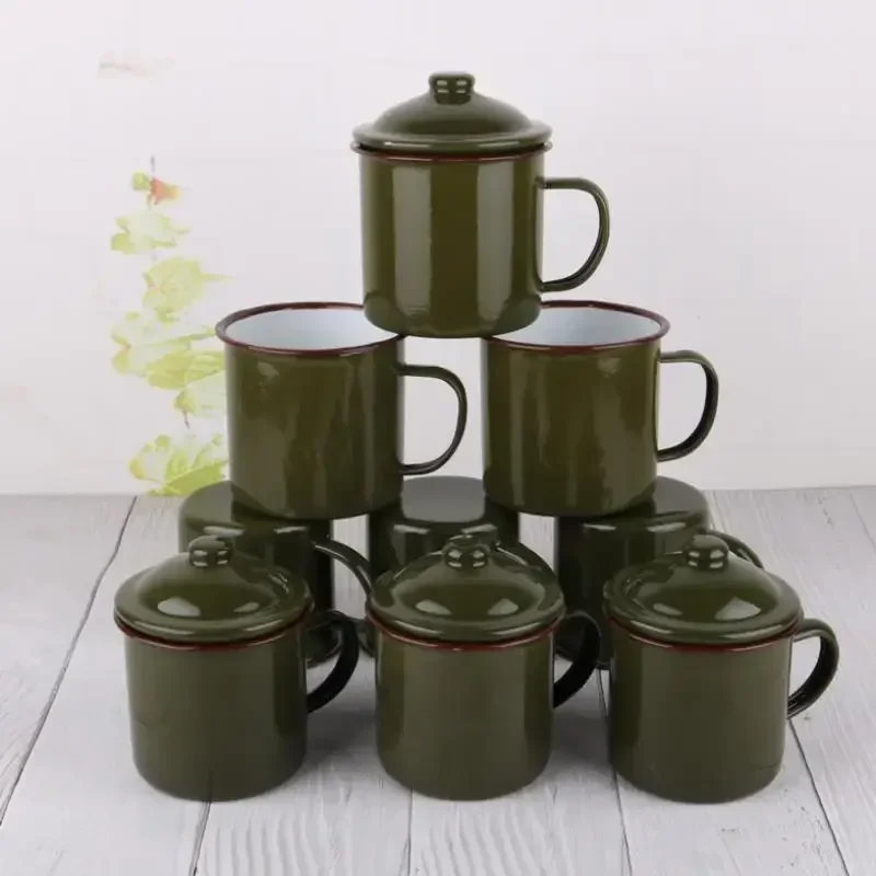 370ml Retro Enamel Cup Coffee Tea Mug For Kitchen Outdoor Camping Travel Home Decor