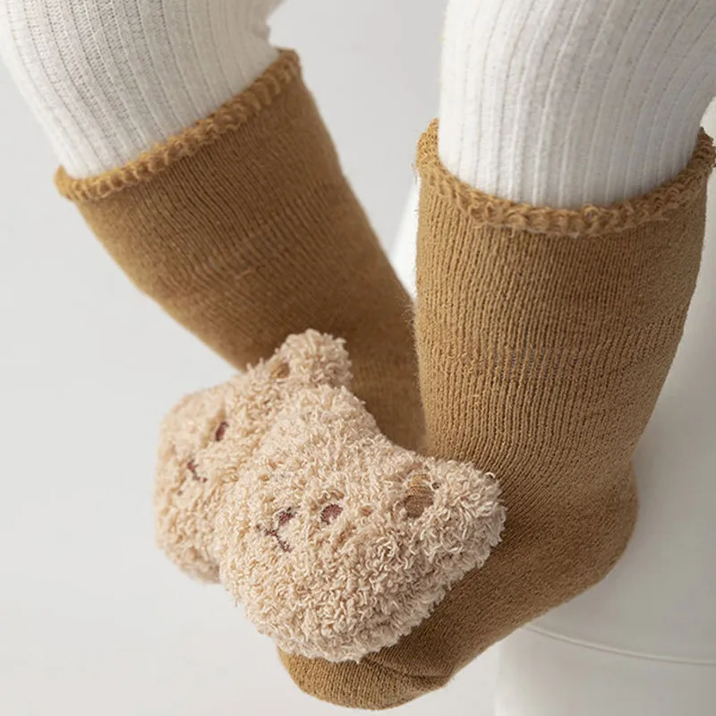 Kids Socks Cartoon Bear Baby Socks Girls Boys Anti Slip Soft Warm Winter Autumn Toddler Indoor Floor Thicken Socks For Kids