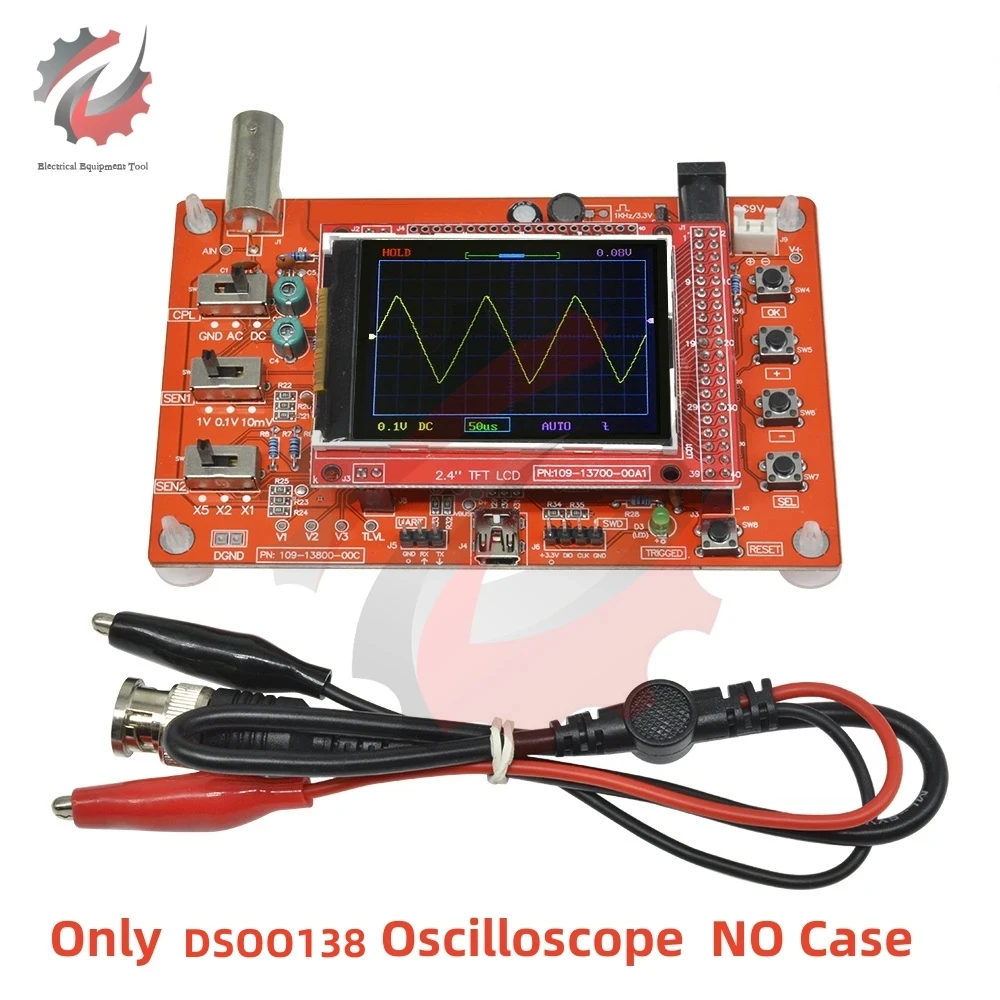 O138 2.4" Fully Assembled Digital Oscilloscope TFT LCD Display With Alligator Probe Test Clip for DSOO138 Oscilloscope Portable 2