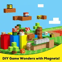 Super Mario Magnetic Blocks Toys for Boys Girls 3+ Build Mine World Magnet Building Cubes STEM Game Sensory Gift Set for Kids 2