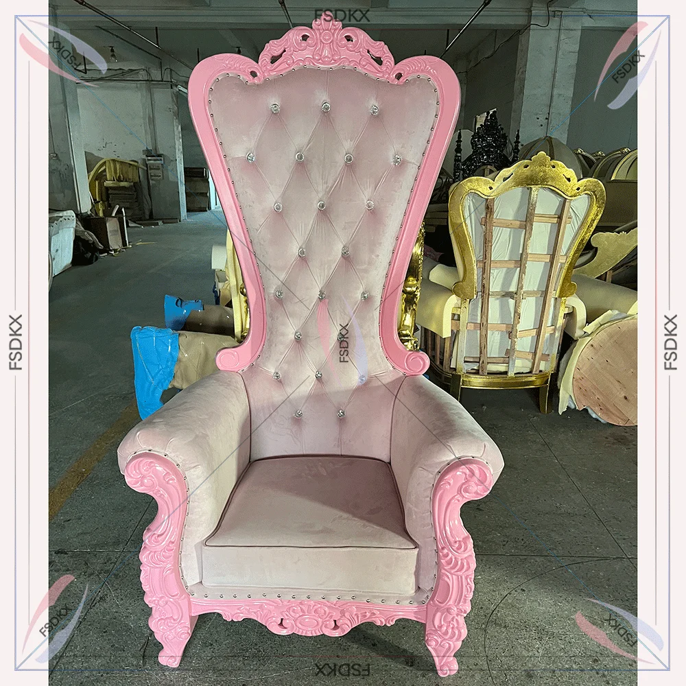 High Quality Party Decor Hotel Luxury Throne Chair Event Pink Wedding Throne Chair