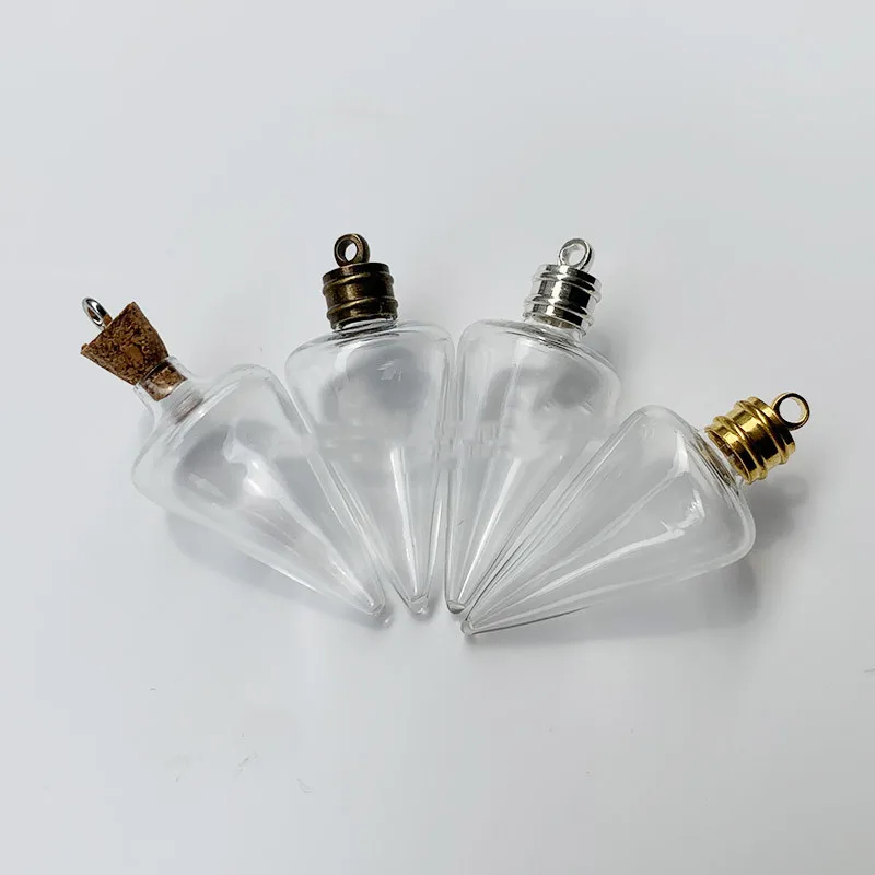1/3/5X Mini Water Drop Wishing Glass Bottle With Cork/Cap Vial Pendant Handmade Jewelry Findings Glass Globe Vial Pendant Bottle