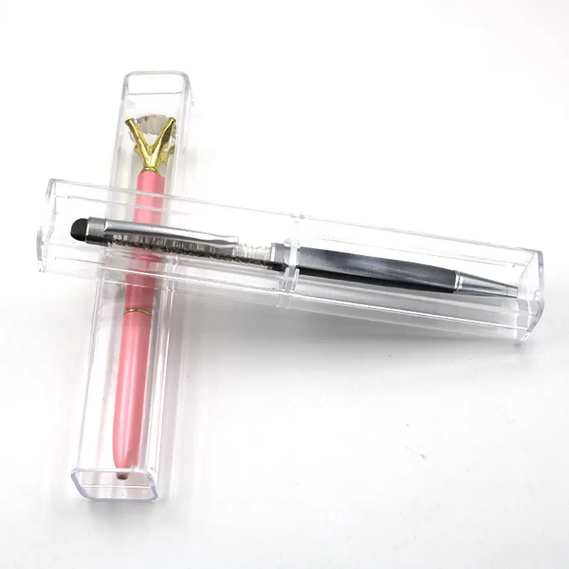 Pencil Cases 10Pcs Crystal Transparent Plastic Pen Pen Box Gift Box Metal Pencil Case
