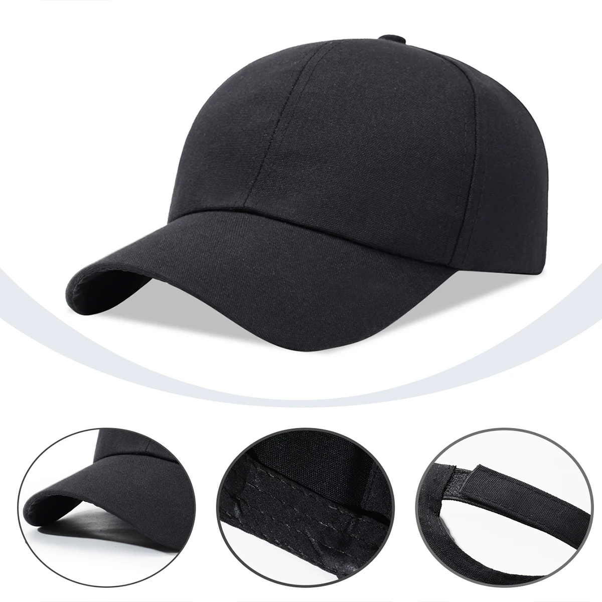 2025 New Big Head Hat Women's Baseball Cap Showing Face Small Men's Enlarged and Deepened Sun Protection Peaked Cap Pure Color Hiking Sports Mountaineering