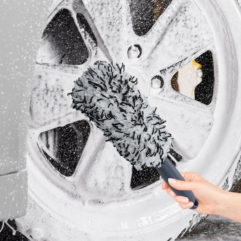 Car Wash Super Brush Plush Wheels Brush Non-Slip Handle Easy To Cleaning Rims Spokes Wheel Barrel Car Accessories car cleaning accessories wheel cleaning brush car cleaning tool wheel brush car wash brush car washing brush