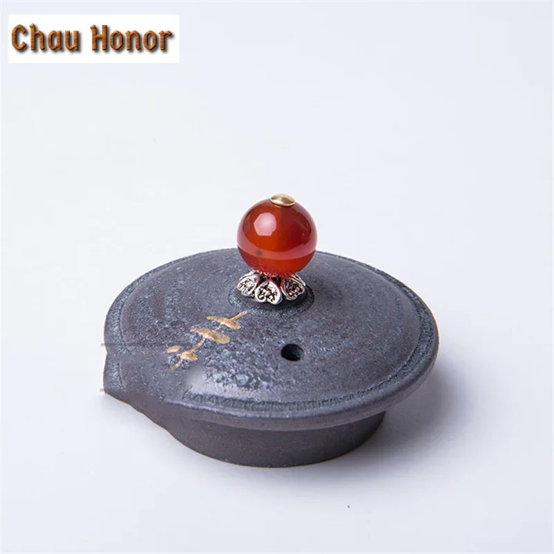 220ml Handmade Coarse Ceramic Side Handled Teapot Retro Outline In Gold Kiln Fambe Tea Maker Pu'er Tea Master Pot Gift Packaging