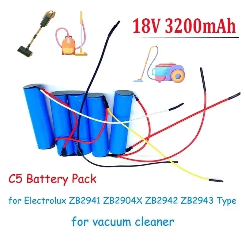 11.1V 14.4V 18V C5 C4 C3 Battery Pack for Electrolux Zb2941 Zb2904x Zb2942 Zb2943Type Nv144nibrc Vacuum Cleaner Li-ion Batteries - 3