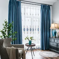 1PC Velvet Embroidered Window Screen European Style Small Fresh Translucent 2
