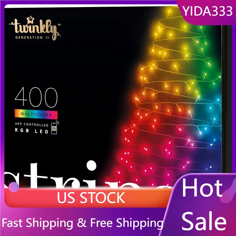 

Twinkly Strings - App-Controlled LED Christmas Lights with 400 RGB (16 Million Colors) 105 feet. Green Wire. Indoor/Outdoor