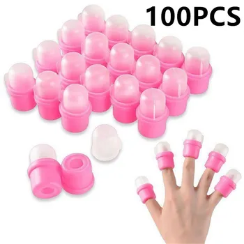 10/20/50/100PCS Pink Reusable Wraps Rubber Nail Art Soak Off Cap UV Gel Polish Remover Wrap Clean Polishing Manicure Tool