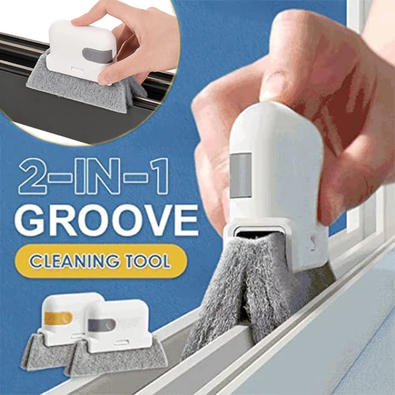 2 in 1 Window Frame Door Groove Cleaning Brush Hand-held Crevice Cleaner  Sliding Door Track Cleaning Tools Groove Cleaning Tool