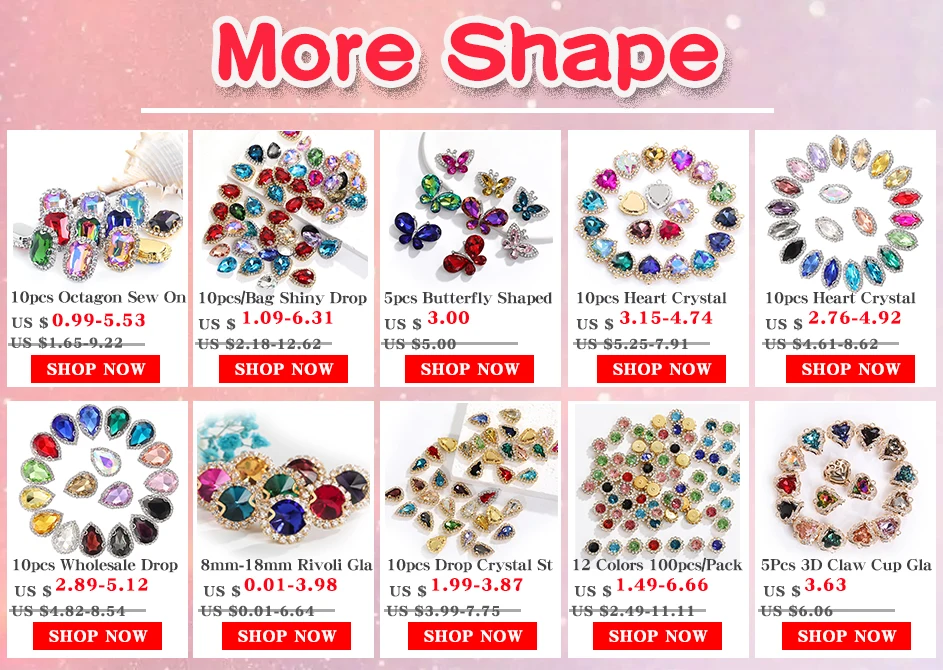 Heart Shape Glass Rhinestones With Claw Sew On Crystal Stone Metal Base Buckle For Clothes Strass Diamond Sewn Rhinestones