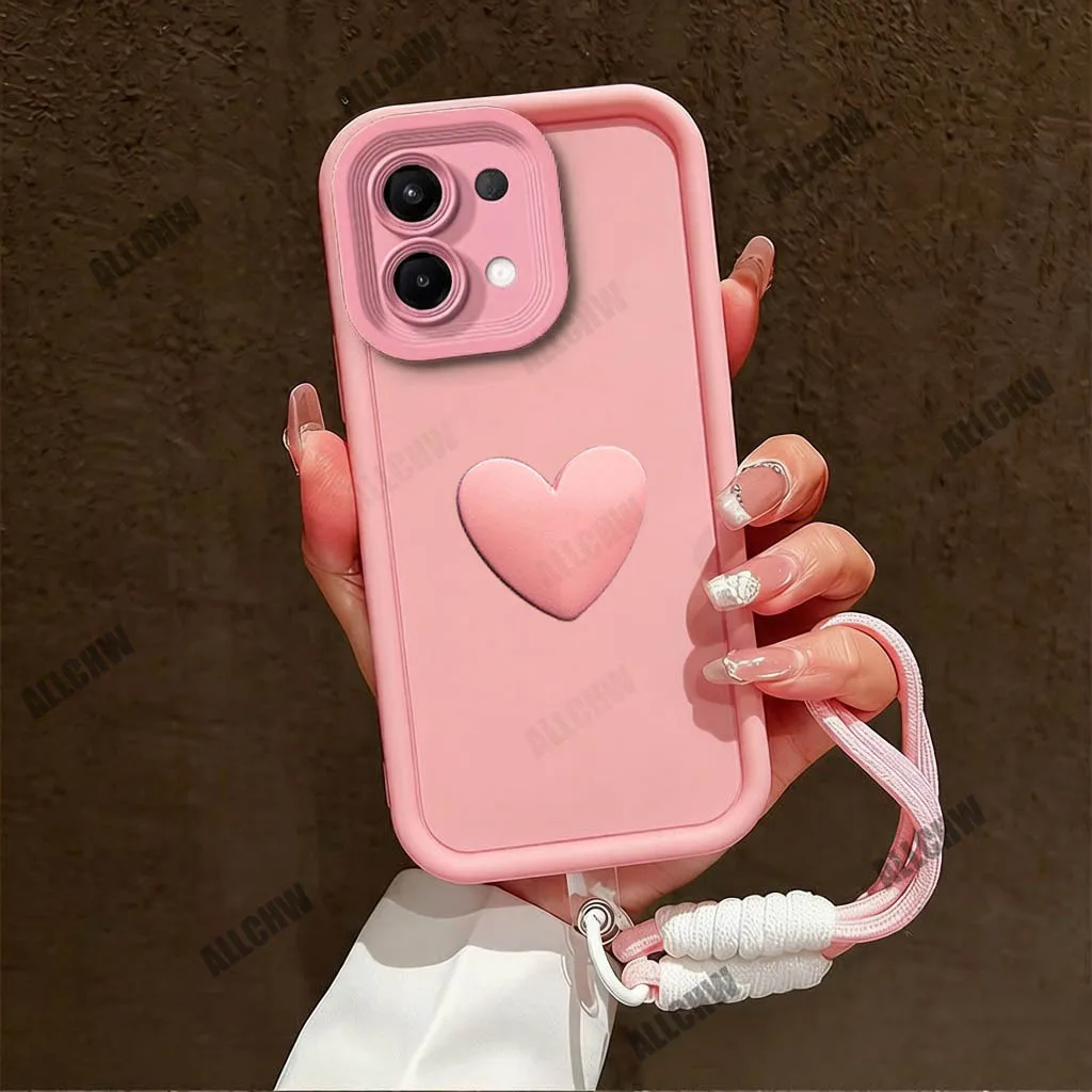 Premium Shockproof TPU Back Case with Love Hand Strap & Camera Protection