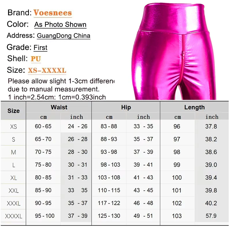 Bright PU leather High Waisted Leggings Nightclub Performances Stage Women's Pants Personalized Double Zipper Open Crotch Pants