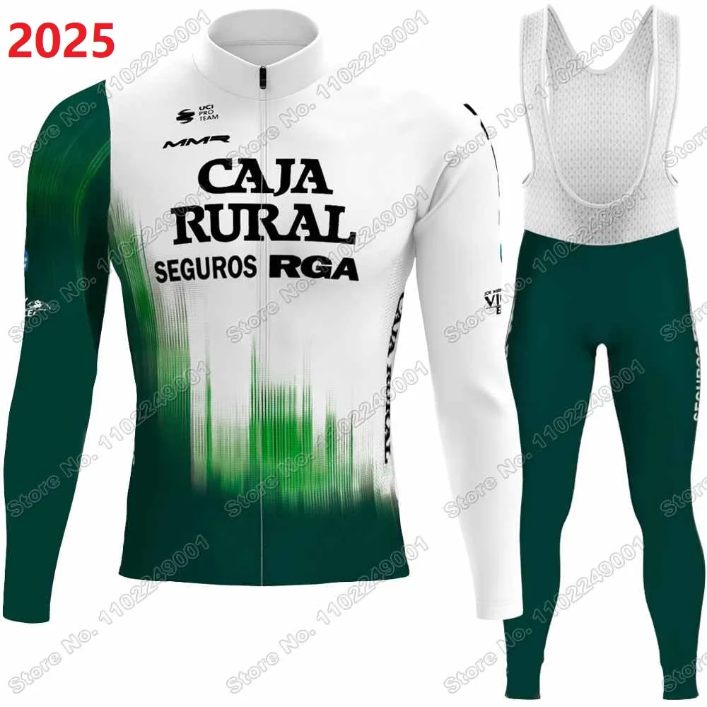 Team Caja Rural Cycling Jersey Set Autumn Winter Cycling Clothing Men Road Bike Jacket Long Sleeve Suit Bicycle Bib Tights