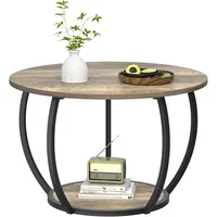 Round Coffee Table with Storage, 27.6 inch Small Living Room Tables with Adjustable Feet, Farmhouse Center Table for Home Office 1