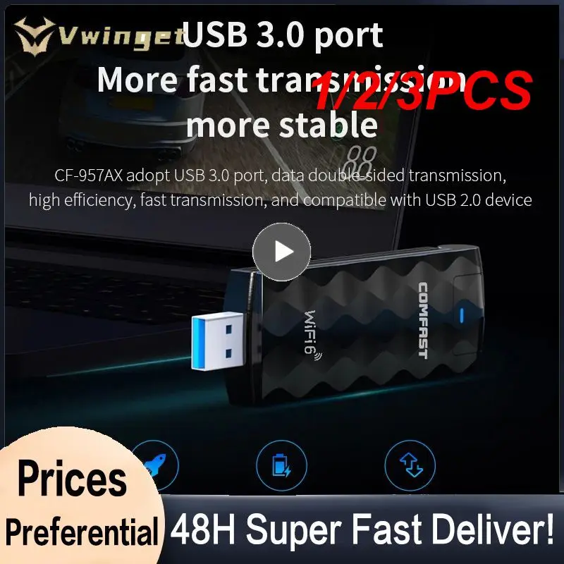 

1/2/3PCS CF-951AX 1800Mbps WiFi6 USB Adapter 2.4G& 5G High Speed Wireless Network Card USB3.0 WiFi 6 Dongle WinReceiver