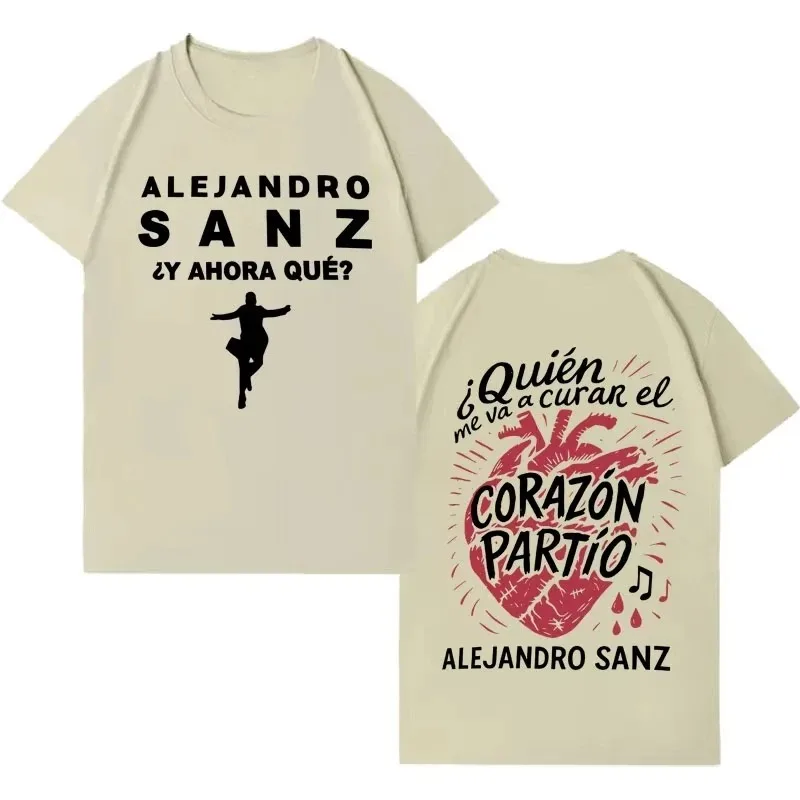 Sänger Alejandro Sanz 2026 Mode Bedrucktes Kurzarm-T-Shirt Unisex Hip Hop Punk Casual Y2K Baumwollkleidung Fan-Geschenk – Detail 4