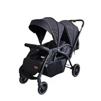 Poussette double multifonctionnelle légère, position haute, convertible assis-debout, pliable en deux 5