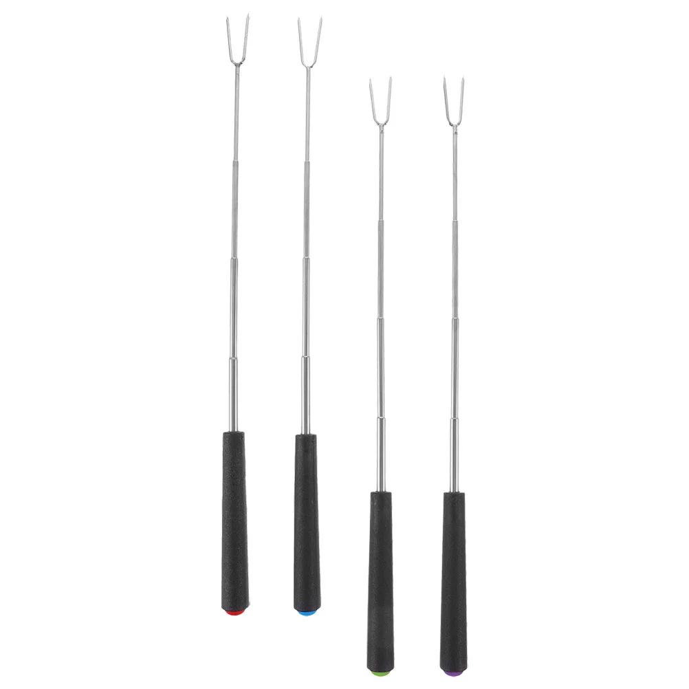 BBQ skewer set Telescopic Barbecue Fork Stainless Steel Forks Skewers 4 Pcs