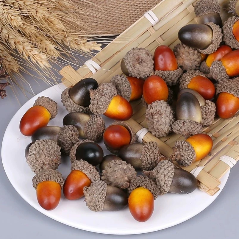 Set of 20 Realistic Artificial Acorn Decorations for Autumn Home and Kitchen Decor