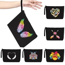 

Fashion Cosmetic Bag Ladies New Feather Print Series Wallet Travel Sundries Mobile Phone Cosmetics Storage Bags