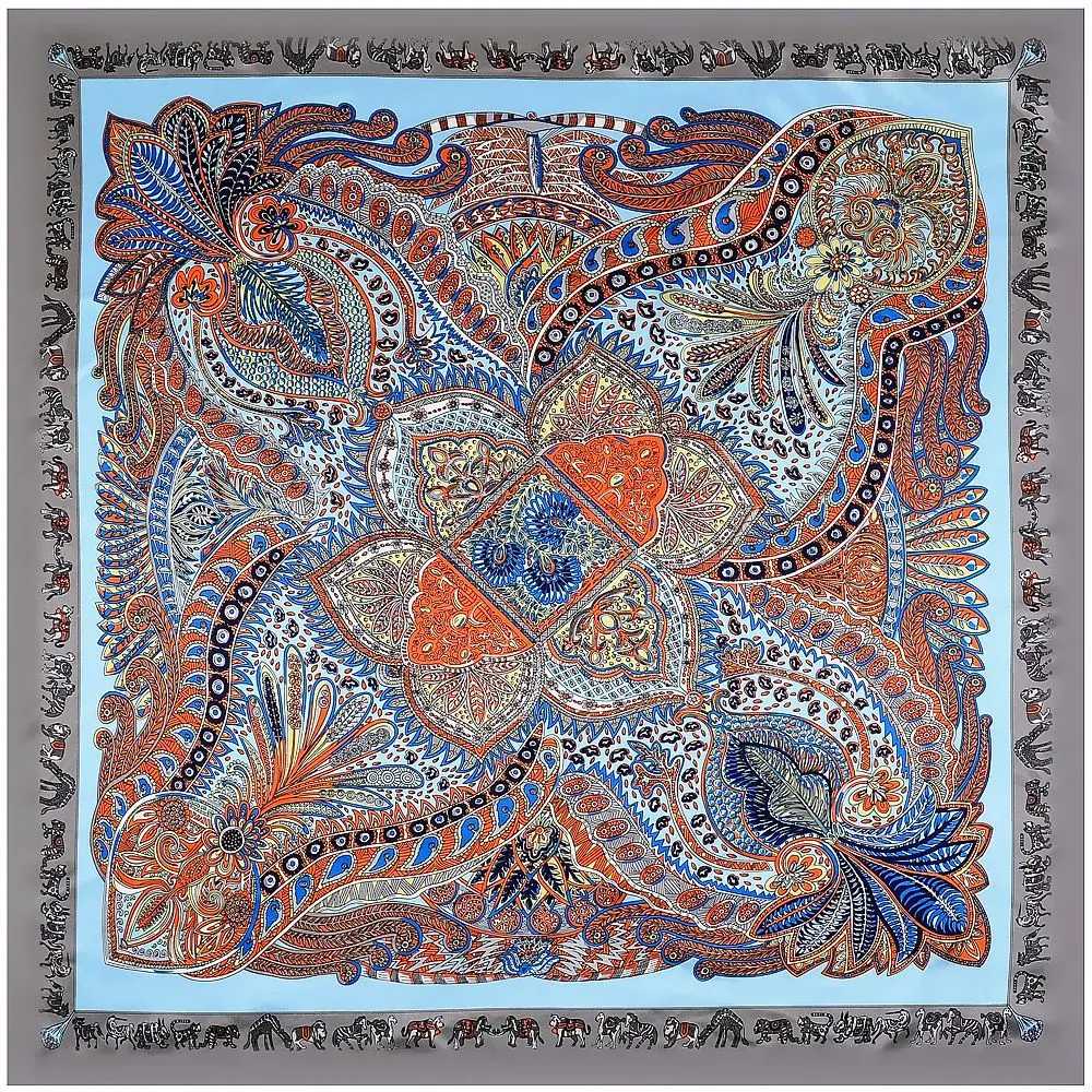 

Luxury Silk Satin Square Scarf Women Floral Print Hijabs Bandana Headband Ladies Shawls Bag Wrap Neckerchief Foulard 90*90cm
