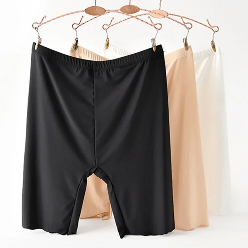 Seamless Ice Silk Safety Shorts Women Summer High Waist Boyshorts Underpants Plus Size Anti Rub Thigh Underskirt Safety Pants safety shorts,high waist shorts,high waist panties,seamless panties,safety pants,high waist underwear