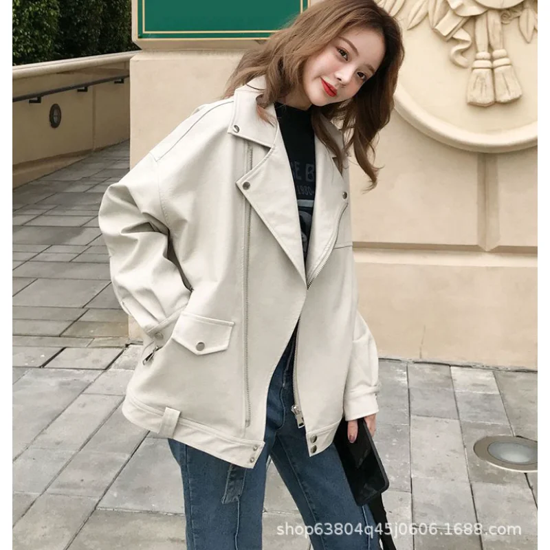 

Women Jackets 2023 Spring Autumn New Faux Leather Womens Casual Waterproof Windproof Basic Coats Short Female Q495