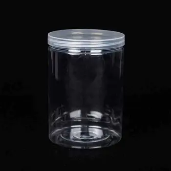 Lattina sigillata trasparente con coperchio bottiglia di imballaggio vuota in plastica secchio di stoccaggio circolare barattolo di biscotti contenitore per lattine sigillate per uso alimentare 1