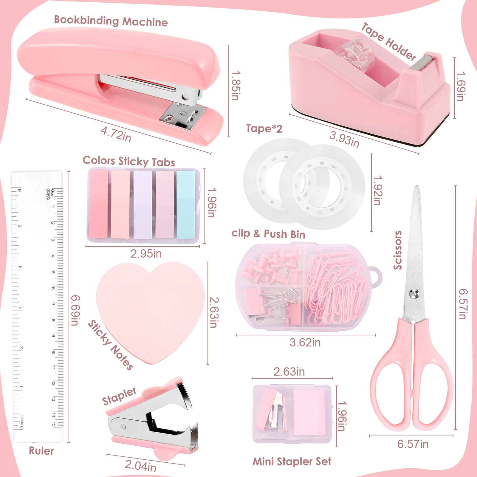 Office Supplies Desk Accessories Stapler Set Tape Dispenser Staple Remover Staples Clips Scissor And Tabs For Students Office