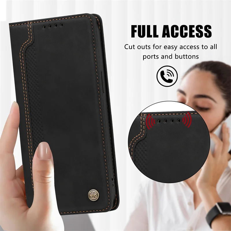 Luxury Business Magnetic Stand Wallet Phone Case Cover