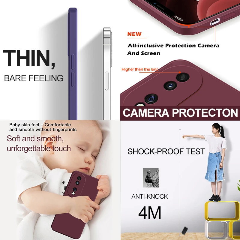 Luxury Square Liquid Silicone Soft Shockproof Phone Case