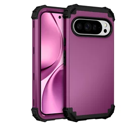 Ultimate Rugged Armor Shockproof TPU Silicone Hard Plastic Case for Pixel 9 or 9 Pro (Purple)