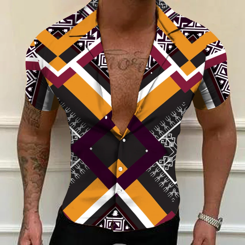 

Hawaiian Men's Shirts Casual Beachwear Men's Summer Shirts Cool Breathable Lapel Single Breasted Printed Travel Short Sleeves