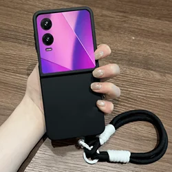 Korean - Style Black Portable Rope Phone Case with Shockproof Back Cover for Tecno Phantom VFlip2 (A)