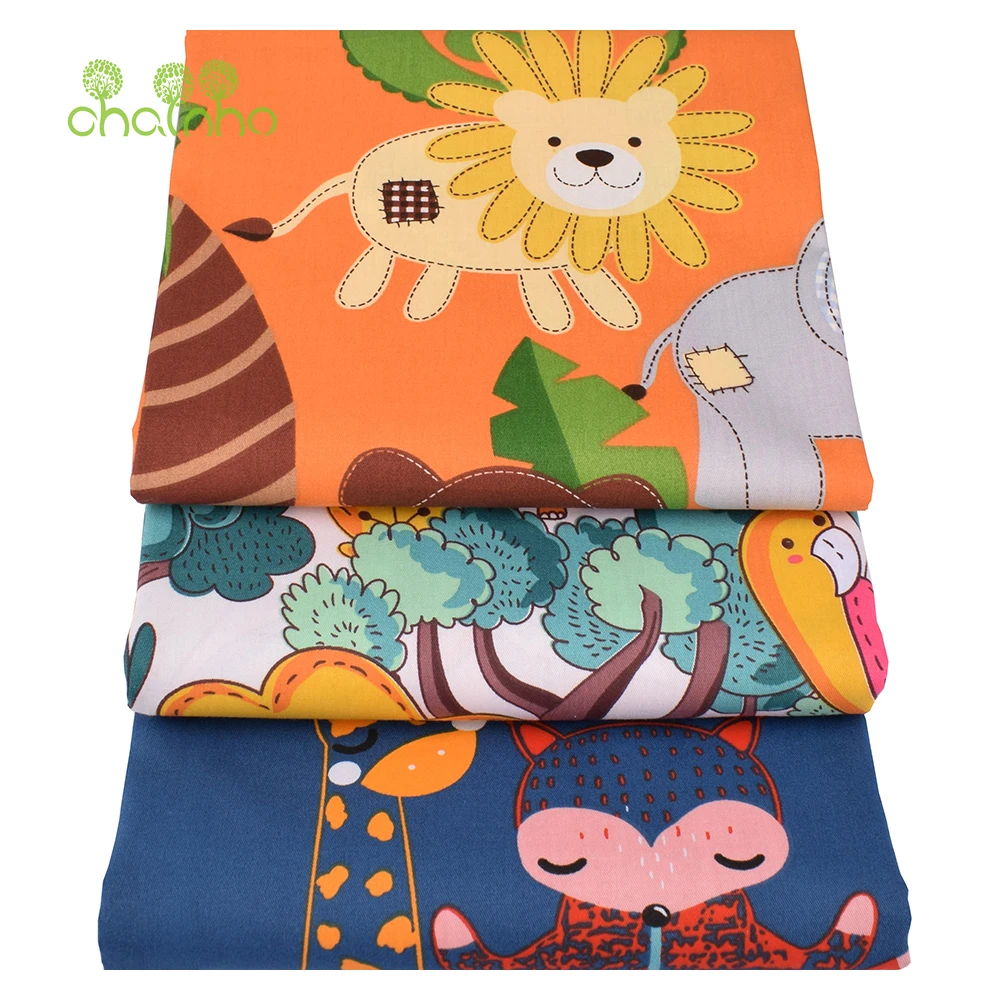 Chainho,Printed Twill Weave Cotton Fabric,DIY Sewing Quilting Material,Patchwork Cloth,Cartoon Series,2 Specification,15C325