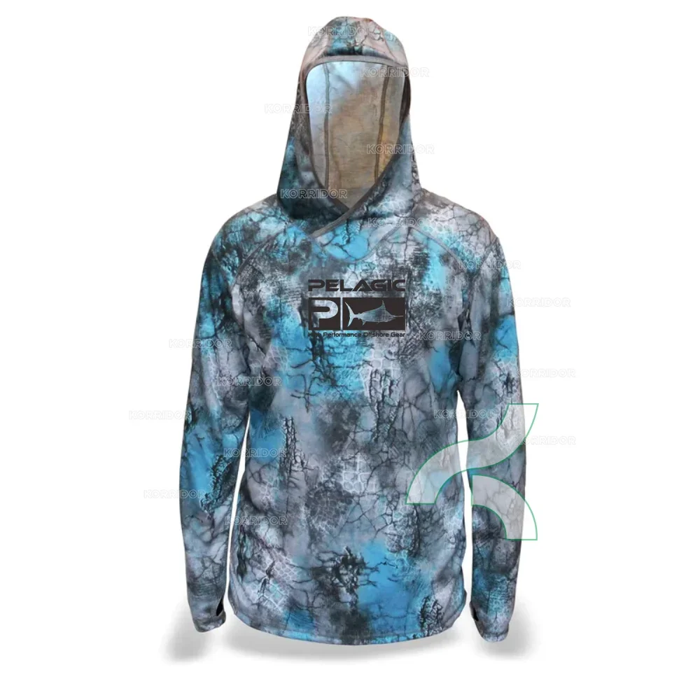 

Pelagic Hooded Fishing Shirts Outdoor Sun Protection Fishing Clothing Men UPF 50+ Long Sleeve T-shirt Quick Dry Camisa De Pesca