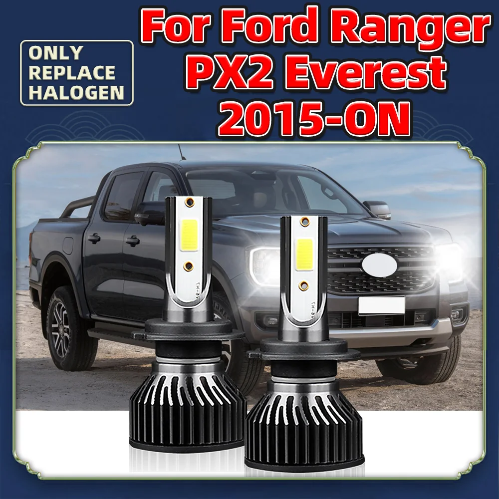 72W LED Headlight Turbo Fan Bulbs 6000K 9600LM H7 For Ford Ranger PX2 Everest 2015