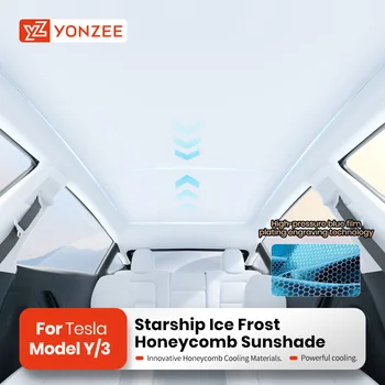 YZ For Tesla Model 3 Y Highland 2021-2024 sun visor for car Upgrade Ice Cloth Buckle Sun Shades Glass Roof Skylight Vehicle 1