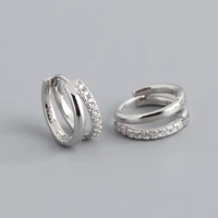 Stainless Steel Gold Color Circle Hoop Earrings for Women Simple Cubic Zircon Double Ring Earring Cartilage Piercing Jewelry