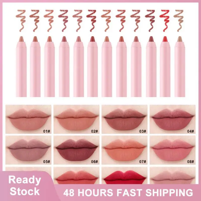 

Lip Liner Pen Waterproof Lipstick Not Blooming Lipstick Pen Lipliner Remarkable Color Rendering Foggy Matte Velvet No-stick Cup