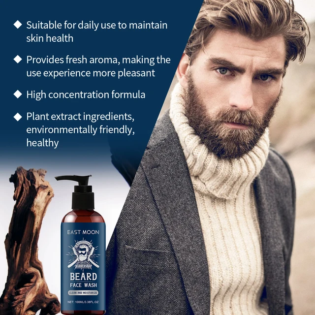 Sandalwood Oil Beard Shampoo Nourish Beard Improve Rough Texture Reduce Frizz Add Shine Man First Chioce Mild Moustache Cleanser