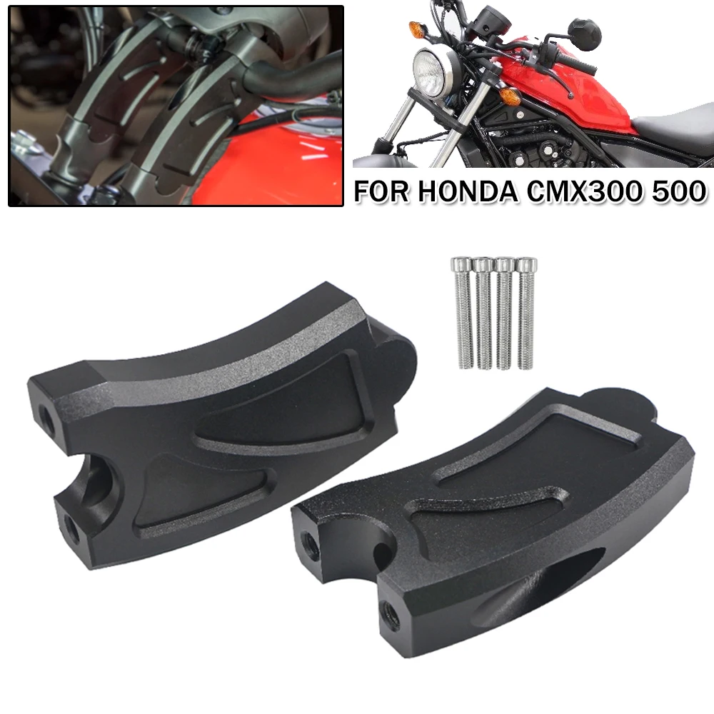 

Motorcycle Handlebar Riser 100mm Up Back 25mm Moves Mount Clamp Extend Adapter Heighten For Honda Rebel CMX500 CMX300 2017-2021