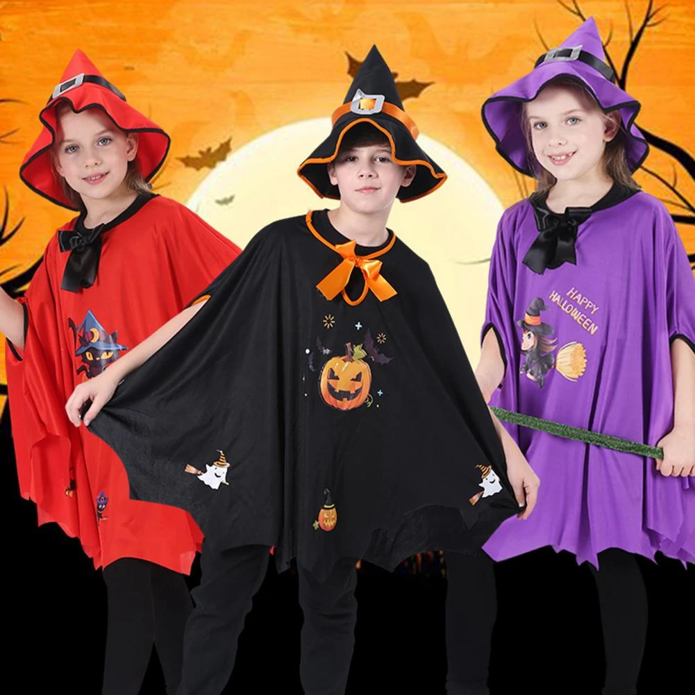 Conjunto de vestidos de Halloween para niños, disfraces de fiesta con  estampado de murciélago y calabaza, vestido de Cosplay con patrón de  fantasma de dibujos animados, ropa de juego de rol| | -