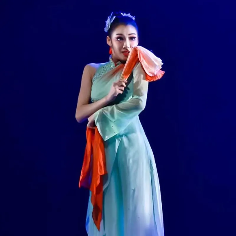 One Pair Round Circle Fan 41cm Hand Dye Real Silk Chinese Folk National Dance Fan Veil jasmine Short For Adults Children