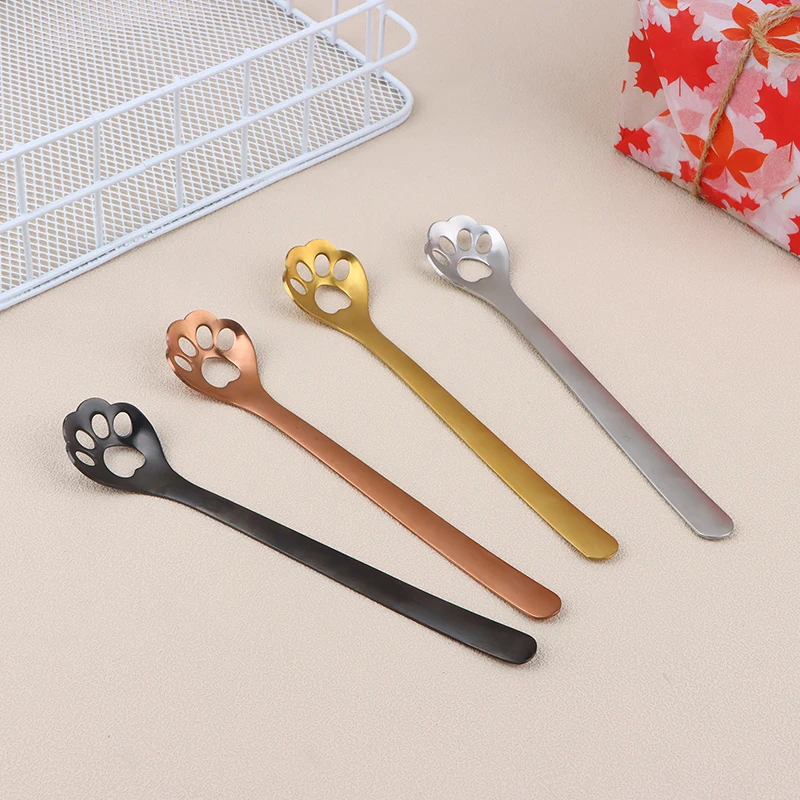 

1Pc Creative Cute Cat Dog Claw 304 Stainless Steel Spoon Hollow For Ice Cream Coffee Tea Dessert Spoon Kitchen Tableware