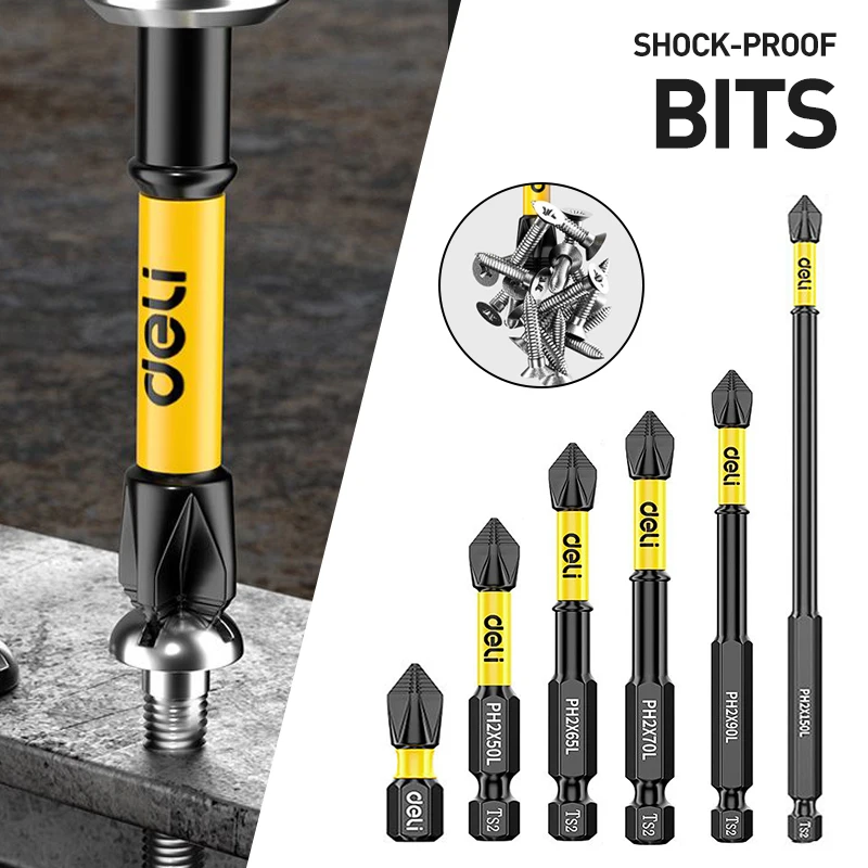 Anti-Slip and Shock-Proof Bits Screwdriver Bits High Hardness Strong Magnetic 25/50/65/70/90/150mm Ph2 Screwdriver Set 6